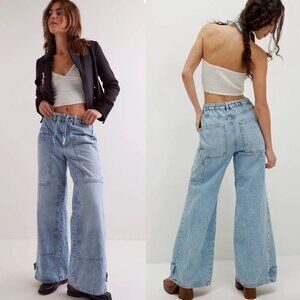 Free People We The Free CRVY Outlaw wide-leg jeans in Bayou blue wash